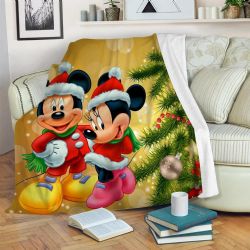 JETÉE MICKEY ET MINNIE MOUSE FÊTE NOËL (COUVERTURE) 4 PIEDS X 5 PIEDS